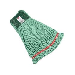 Rubbermaid FGA21206GR00 Medium Wet Mop Head - 1" Headband, 4 Ply Cotton/Synthetic Blend, Green, Looped End