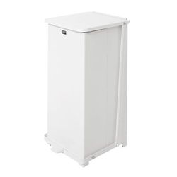 Rubbermaid FGST24EPLWH 13 gal Square Plastic Step Trash Can, 15"L x 15"W x 30"H, White, Steel