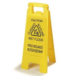 Carlisle 3690904 Wet Floor Safety Sign - 11x25" 2 Sided, Multi-Lingual, Polypropylene, Yellow, English, Spanish, and German