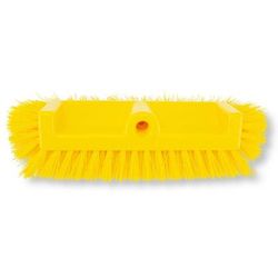 Carlisle 40422EC04 10" Floor Scrub Brush w/ Yellow Polyester Bristles, Side Bristles