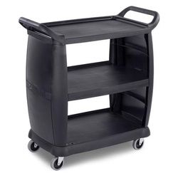 Carlisle CC203603 36"L Polymer Bus Cart w/ 3 Levels, Shelves, Black