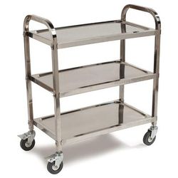 Carlisle UC4031529 3 Level Stainless Utility Cart w/ 400 lb Capacity, Raised Ledges, Silver