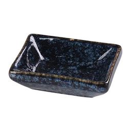 Yanco BL-4030 1 oz Rectangular Sauce Dish - Ceramic, Blue Star