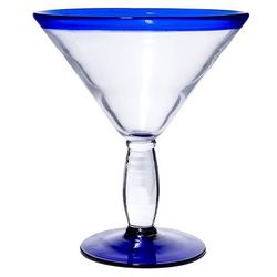 Libbey 92307 24 oz Aruba Traditional Martini Cocktail Glass, Cobalt Rim and Base, Blue