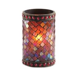 Sterno 80110 Dolce Candle Lamp - 3 9/32"D x 4 3/4"H, Glass, Mosaic Red, Case of 6
