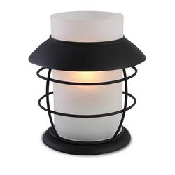 Sterno 80396 Hyannis Outdoor Candle Lamp - 5"D x 5 1/2"H, Clear Resin/Black Base