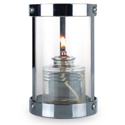 Sterno 80568 Penny Candle Lamp - 3 3/8"D x 5 1/2"H, Clear Glass/Silver Metal Frame