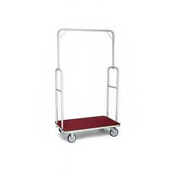 Forbes Industries 2430 Luggage Cart w/ Carpeted Deck - 35 1/2"L x 19 1/2"W x 61 1/2"H, Silver, Gray