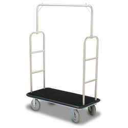 Forbes Industries 2497-DT Economy Luggage Cart w/ Carpeted Deck - 48"L x 24"W x 70 1/2"H, Diamond Textured Steel, Stainless Steel