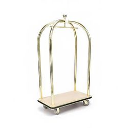 Forbes Industries 2520-DT Birdcage Luggage Cart w/ Carpeted Deck - 43"L x 24"W x 78"H, Satin Diamond Textured Steel, Chrome