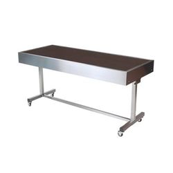 Forbes Industries 5220-6-H1 72" Mobile Induction Table w/ 1 Center Holding/Warming Unit - Glass Cook Top, 120v, Stainless Steel