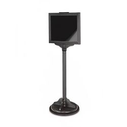 Forbes Industries 6820 54"H Sign Stand w/ Double Sided 16" x 14" Window - Wood & Avonite Base, Black
