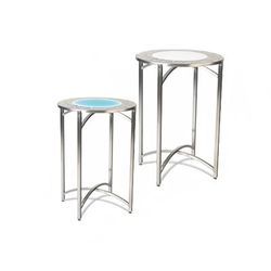 Forbes Industries 7033LED-24 30" Round Collapsible Table w/ LED Light - Steel/Acrylic Top & Brushed Steel Frame, 24"H, Stainless Steel