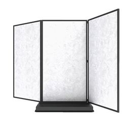 Forbes Industries 7880 3 Panel Mobile Room Divider w/ Laminate Panels & Black Steel Frame