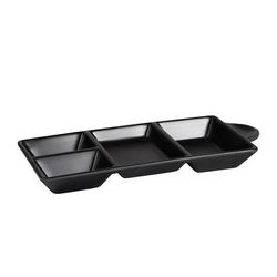 Elite Global Solutions JWT4C-B Serving Tray w/4 Compartments - 8 3/4"L x 4 3/8"W, Melamine, Black