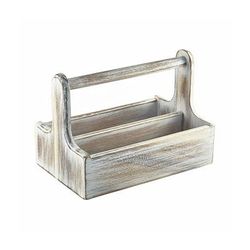 Steelite GWDWTCW GW Wood 2 Compartment Rectangular Condiment Caddy - Wood, White