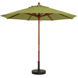 Grosfillex 98944931 7 ft Round Top Market Umbrella - Pesto Fabric, Wooden Pole, Green