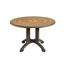 Grosfillex US715037 48" Round Aquaba Outdoor Table w/ Umbrella Hole - Resin, Bronze/Wicker, UV Resistant Resin, Wicker/Bronze