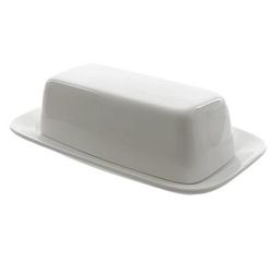 10 Strawberry Street WTR-34 Rectangular Butter Dish w/ Cover - 7 3/4" x 4 1/8", Porcelain, White