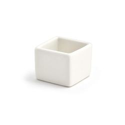 Front of the House DSD034BEP24 1 oz Square Catalyst Canvas Ramekin - Porcelain, White, 24/Case