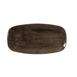 Churchill PAIBXO111 11 3/4" x 6" Rectangular Patina Chef's Platter - Ceramic, Iron Black, 1 Dozen