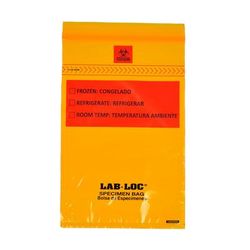 LK Packaging LABZ69OR Lab-Loc Specimen Bags w/ Removable Biohazard Symbol - 6" x 9", Polyethylene, Orange, 1.75 mil