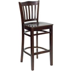 Flash Furniture XU-DGW0008BARVRT-WAL-GG Commercial Bar Stool w/ Vertical Slat Back & Wood Seat, Walnut