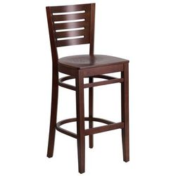 Flash Furniture XU-DG-W0108BBAR-WAL-WAL-GG Commercial Bar Stool w/ Slat Back & Wood Seat, Walnut