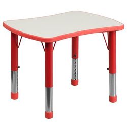Flash Furniture YU-YCY-098-RECT-TBL-RED-GG Rectangular Preschool Activity Table - 26 5/8"L x 21 7/8"W, Plastic Top, Red/Gray