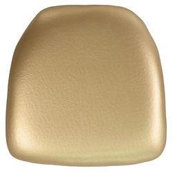 Flash Furniture BH-GOLD-HARD-VYL-GG 15 1/2" Chair Cushion w/ Hook & Loop Fasteners - 2" Thick, Vinyl, Gold, 2 in