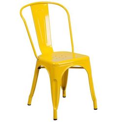 Flash Furniture CH-31230-YL-GG Stacking Side Chair w/ Vertical Slat Back - Steel, Yellow