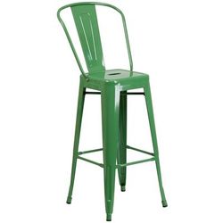Flash Furniture CH-31320-30GB-GN-GG Commercial Bar Stool w/ Curved Back & Metal Seat, Green