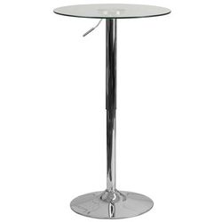 Flash Furniture CH-5-GG 23 1/2" Round Table w/ Swivel Glass Top - Chrome