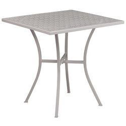 Flash Furniture CO-5-SIL-GG 28" Square Patio Table w/ Rain Flower Design Top - Steel, Light Gray