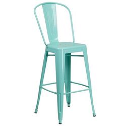 Flash Furniture ET-3534-30-MINT-GG Commercial Bar Stool w/ Curved Back & Metal Seat, Mint Green