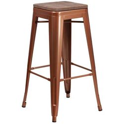 Flash Furniture ET-BT3503-30-POC-WD-GG Backless Commercial Bar Stool w/ Wood Seat, Copper
