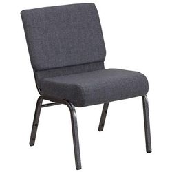 Flash Furniture FD-CH0221-4-SV-DKGY-GG Extra Wide Stacking Church Chair w/ Dark Gray Fabric Back & Seat - Steel Frame, Silver Vein