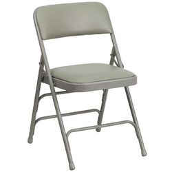 Flash Furniture HA-MC309AV-GY-GG Folding Chair w/ Gray Vinyl Back & Seat - Steel Frame, Gray, Pack of 2