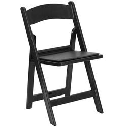 Flash Furniture LE-L-1-BLACK-GG Folding Chair w/ Black Vinyl Back & Seat - Resin Frame, Black, Padded Seat