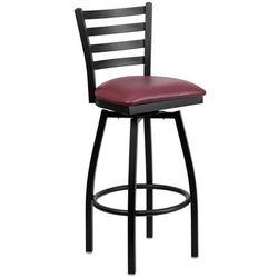 Flash Furniture XU-6F8B-LADSWVL-BURV-GG Commercial Bar Stool w/ Ladder Back & Burgundy Vinyl Seat, Black