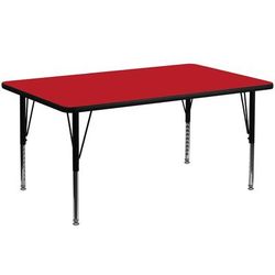 Flash Furniture XU-A2448-REC-RED-H-P-GG Rectangular Activity Table - 48"L x 24"W, Laminate Top, Red