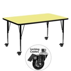 Flash Furniture XU-A3060-REC-YEL-T-P-CAS-GG Rectangular Mobile Activity Table - 60"L x 30"W, Laminate Top, Yellow