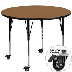 Flash Furniture XU-A42-RND-OAK-T-A-CAS-GG 42" Round Mobile Activity Table - Laminate Top, Oak, Brown