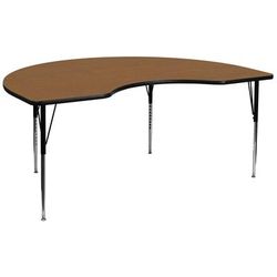 Flash Furniture XU-A4896-KIDNY-OAK-T-A-GG Kidney Shaped Activity Table - 96"L x 48"W, Laminate Top, Oak, Brown