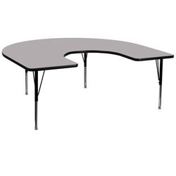 Flash Furniture XU-A6066-HRSE-GY-T-P-GG Horseshoe Shaped Activity Table - 66"L x 60"W, Laminate Top, Gray