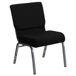Flash Furniture XU-CH0221-BK-SV-GG Extra Wide Stacking Church Chair w/ Black Polyester Back & Seat - Steel Frame, Silver Vein, Black Fabric