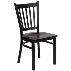 Flash Furniture XU-DG-6Q2B-VRT-MAHW-GG Hercules Series Restaurant Chair w/ Slat Back & Mahogany Wood Seat - Steel Frame, Black