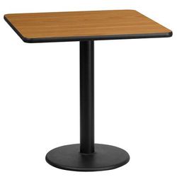 Flash Furniture XU-NATTB-2424-TR18-GG 24" Square Dining Height Table w/ Natural Laminate Top - Cast Iron Base, Black