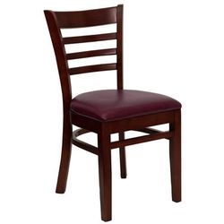 Flash Furniture XU-DGW0005LAD-MAH-BURV-GG Restaurant Chair w/ Ladder Back & Burgundy Vinyl Seat - Beechwood Frame, Mahogany Finish
