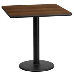Flash Furniture XU-WALTB-2424-TR18-GG 24" Square Dining Height Table w/ Walnut Laminate Top - Cast Iron Base, Black